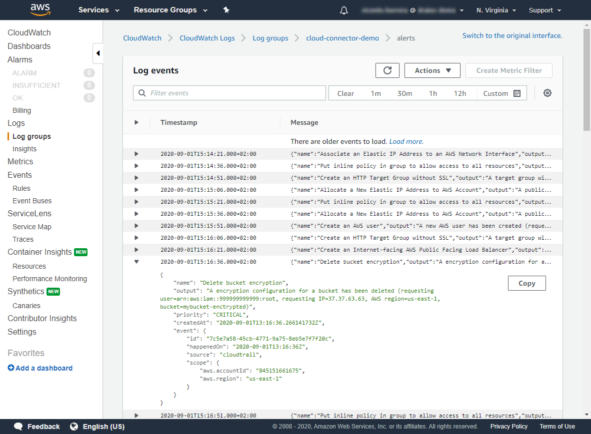 AWS CloudWatch Log Streams